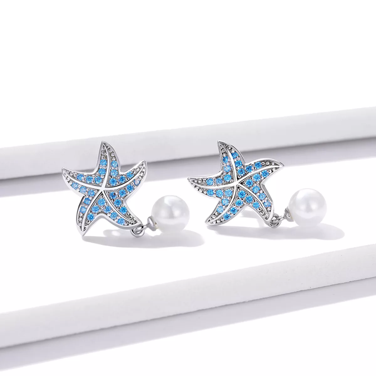 Brincos Petit Estrela do mar com pérolas estilo Pandora - BSE405