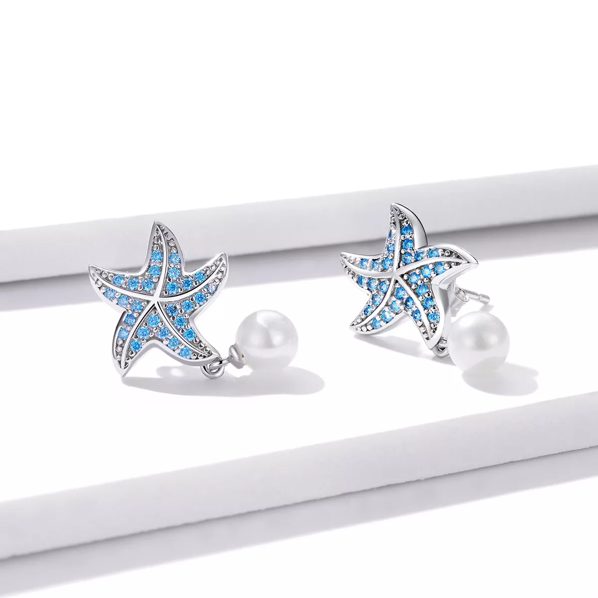 Brincos Petit Estrela do mar com pérolas estilo Pandora - BSE405
