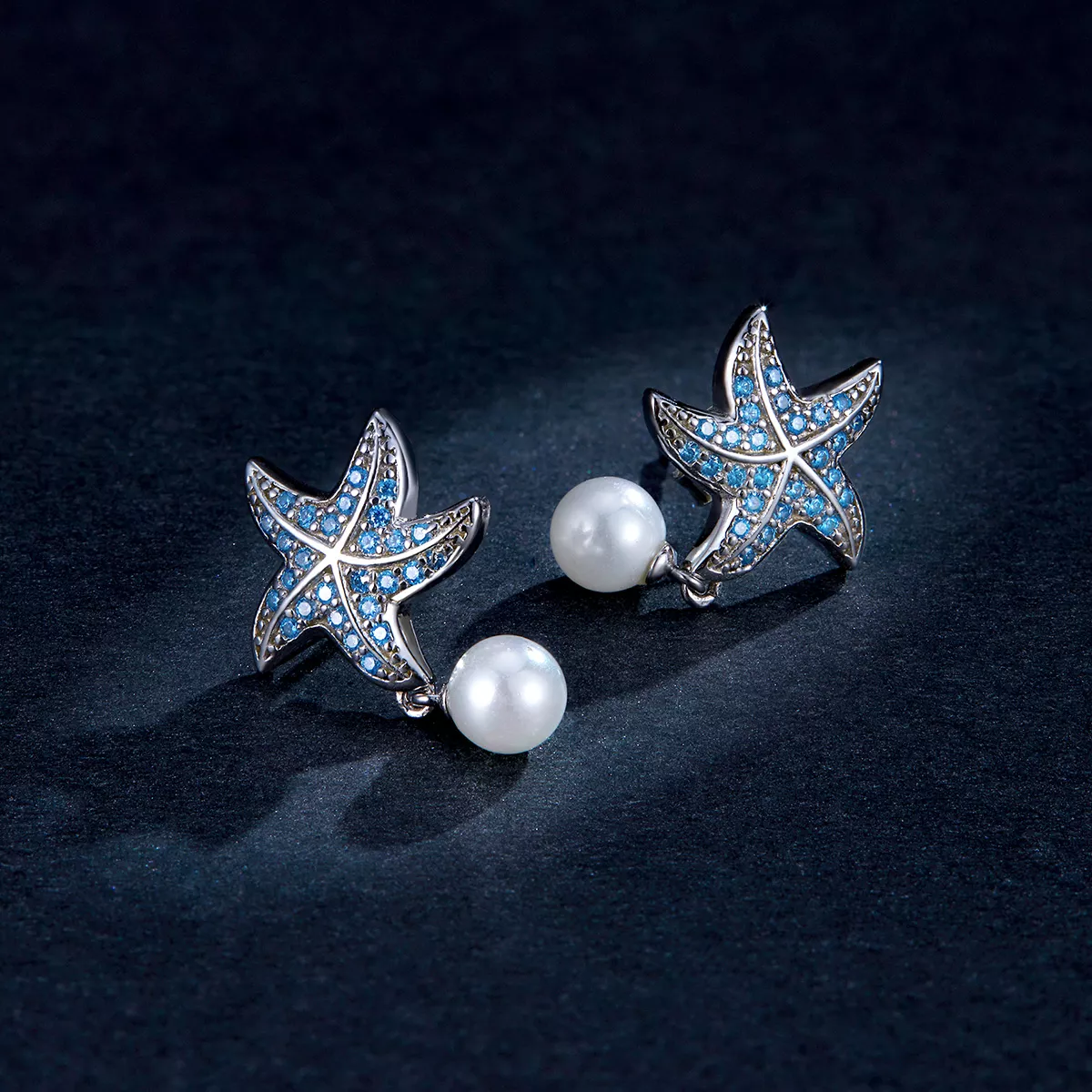 Brincos Petit Estrela do mar com pérolas estilo Pandora - BSE405