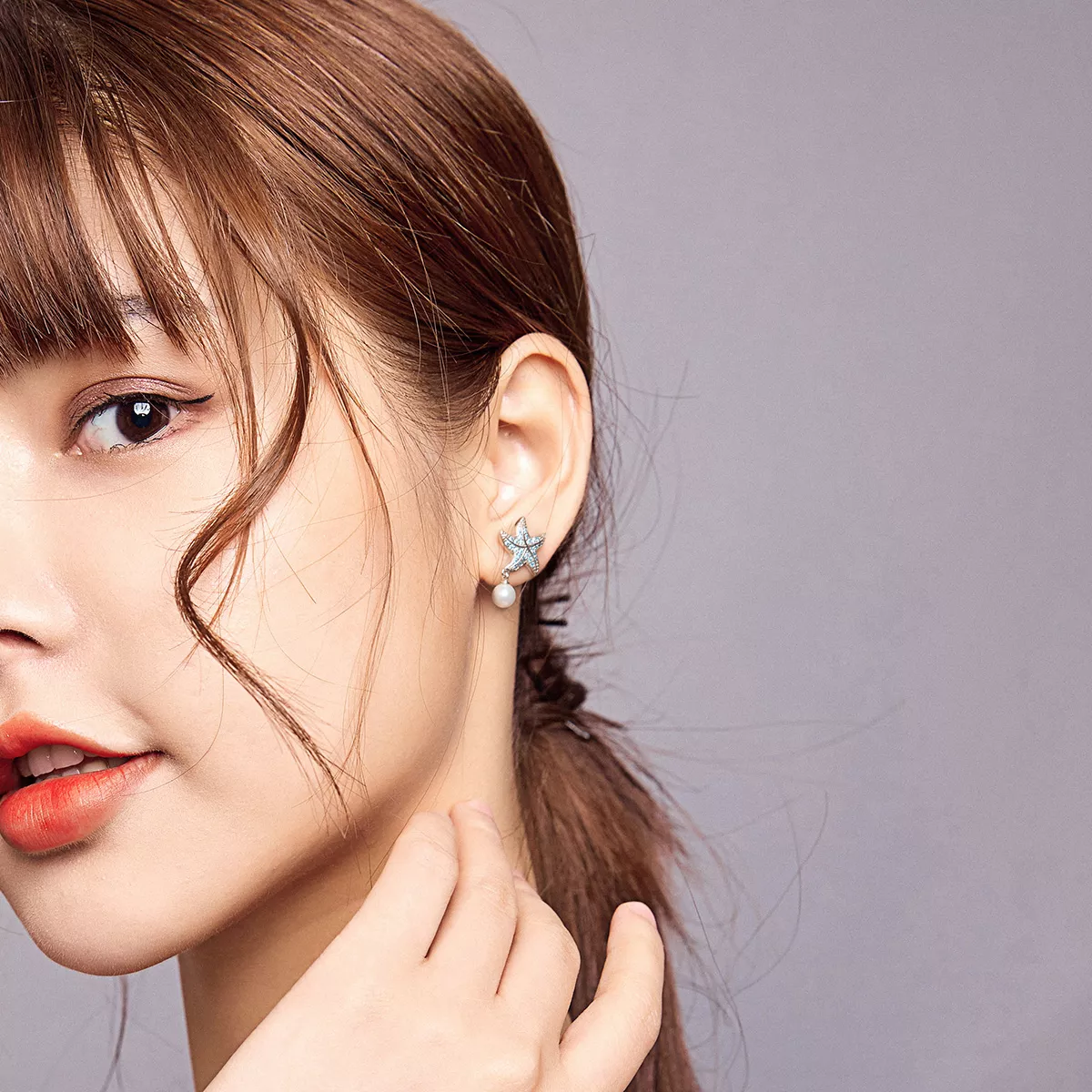 Brincos Petit Estrela do mar com pérolas estilo Pandora - BSE405