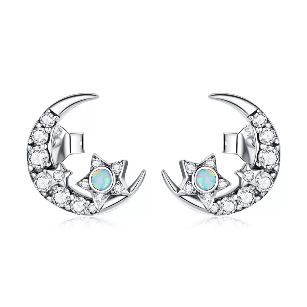 Brincos Petit Estrela e lua estilo Pandora - SCE1157