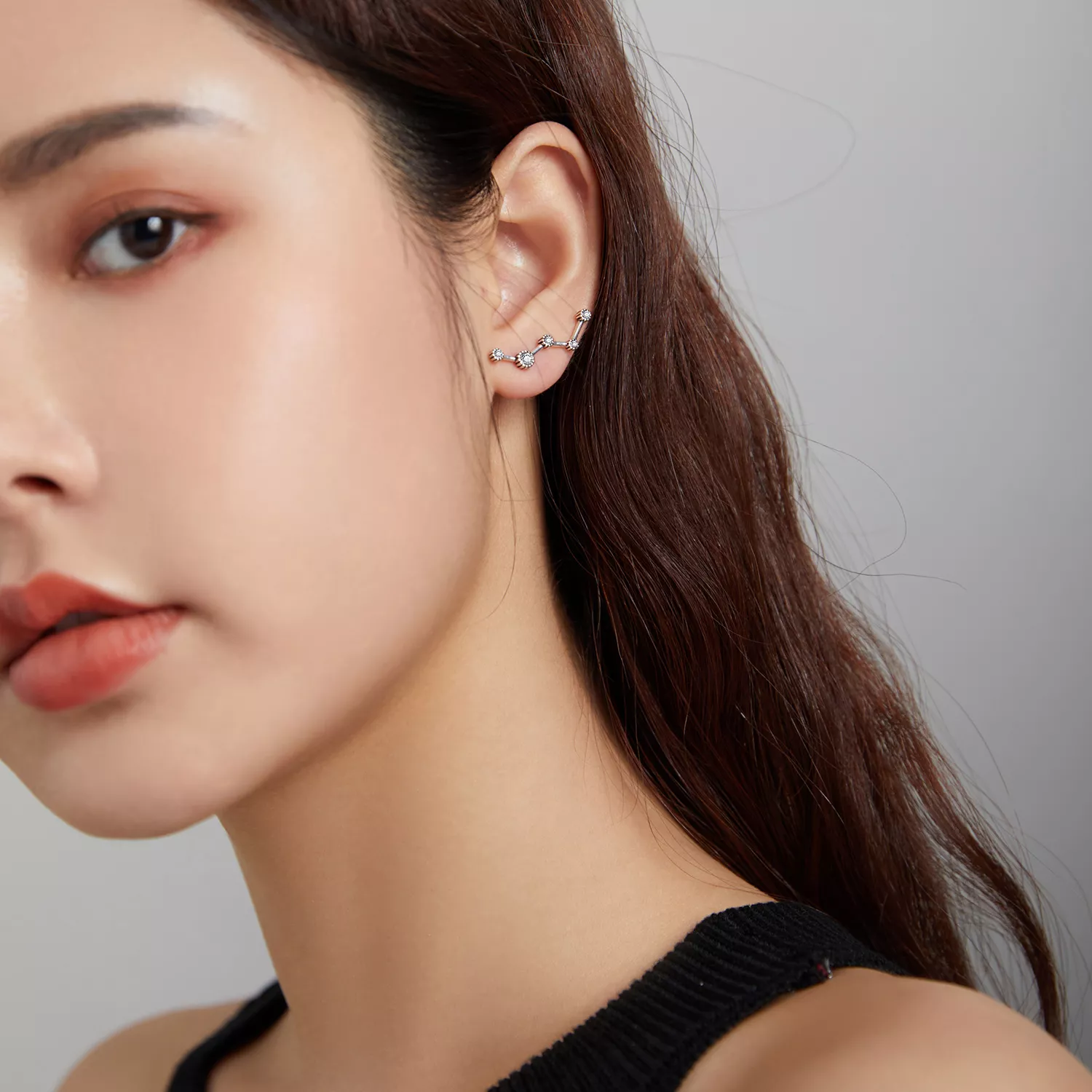 Brincos Petit Faixa de estrela brilhante estilo Pandora - SCE1131