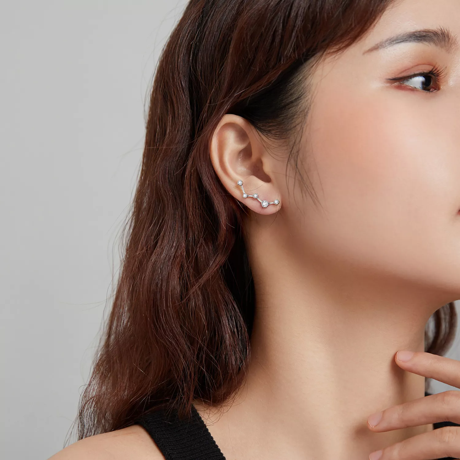 Brincos Petit Faixa de estrela brilhante estilo Pandora - SCE1131