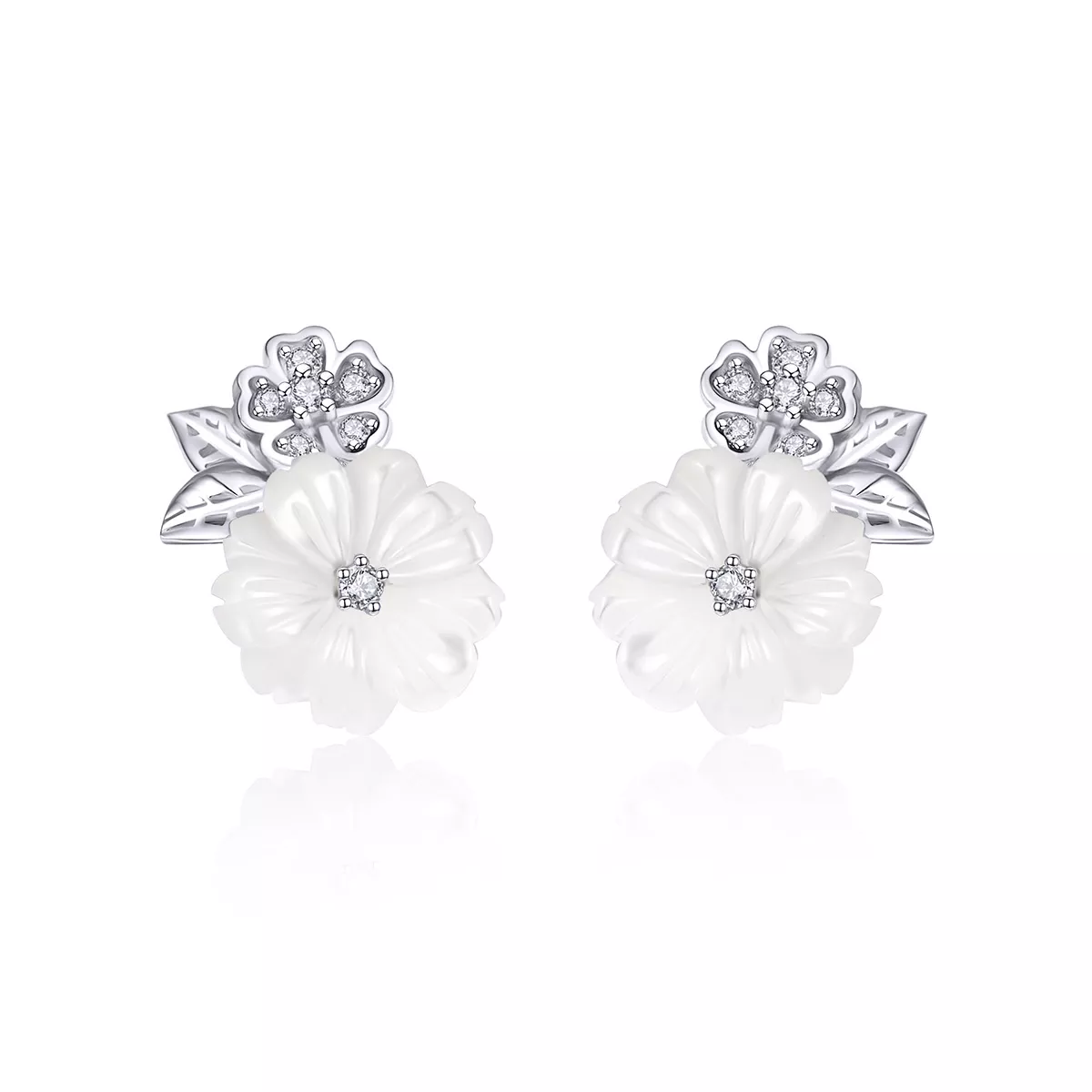 Brincos Petit Flor da concha estilo Pandora - BSE008