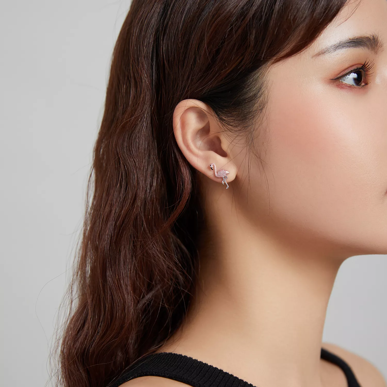 Brincos Petit Folha e Flamingos estilo Pandora - SCE1124