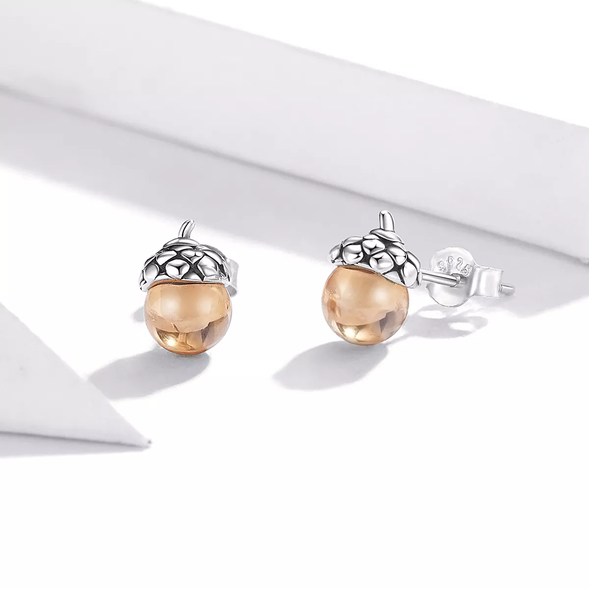 Brincos Petit Fruto Brilhante do Carvalho estilo Pandora - SCE935