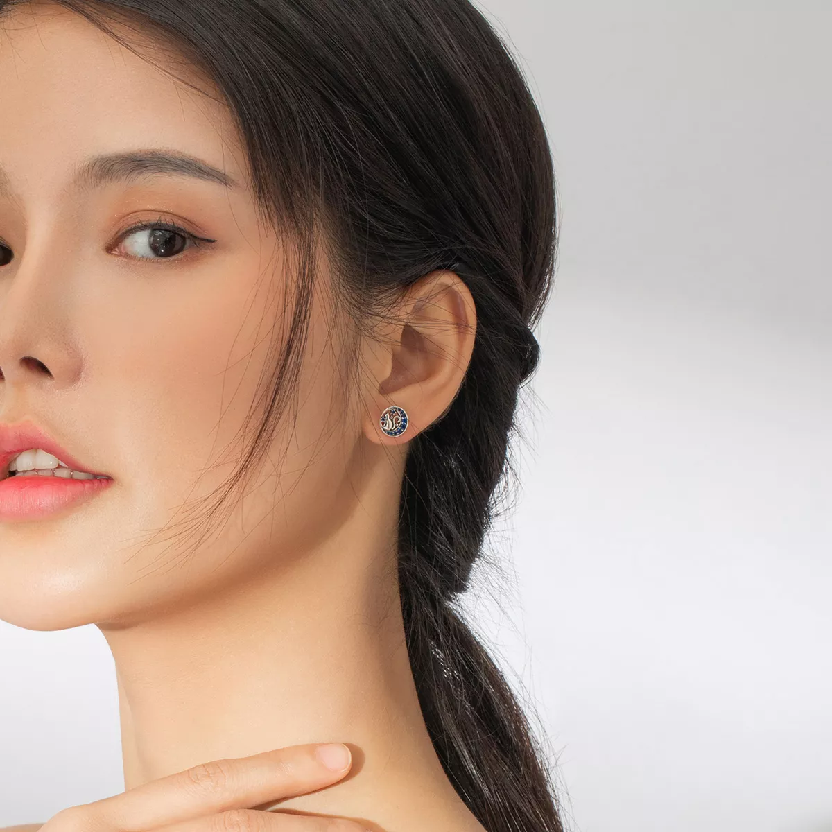 Brincos Petit Gatinha da Lua estilo Pandora - SCE880