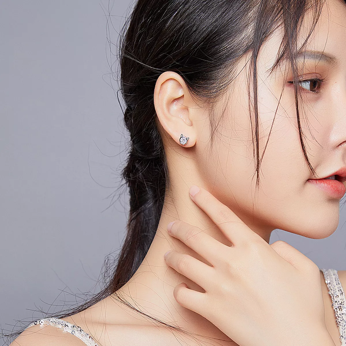 Brincos Petit Gato fofo estilo Pandora - SCE899