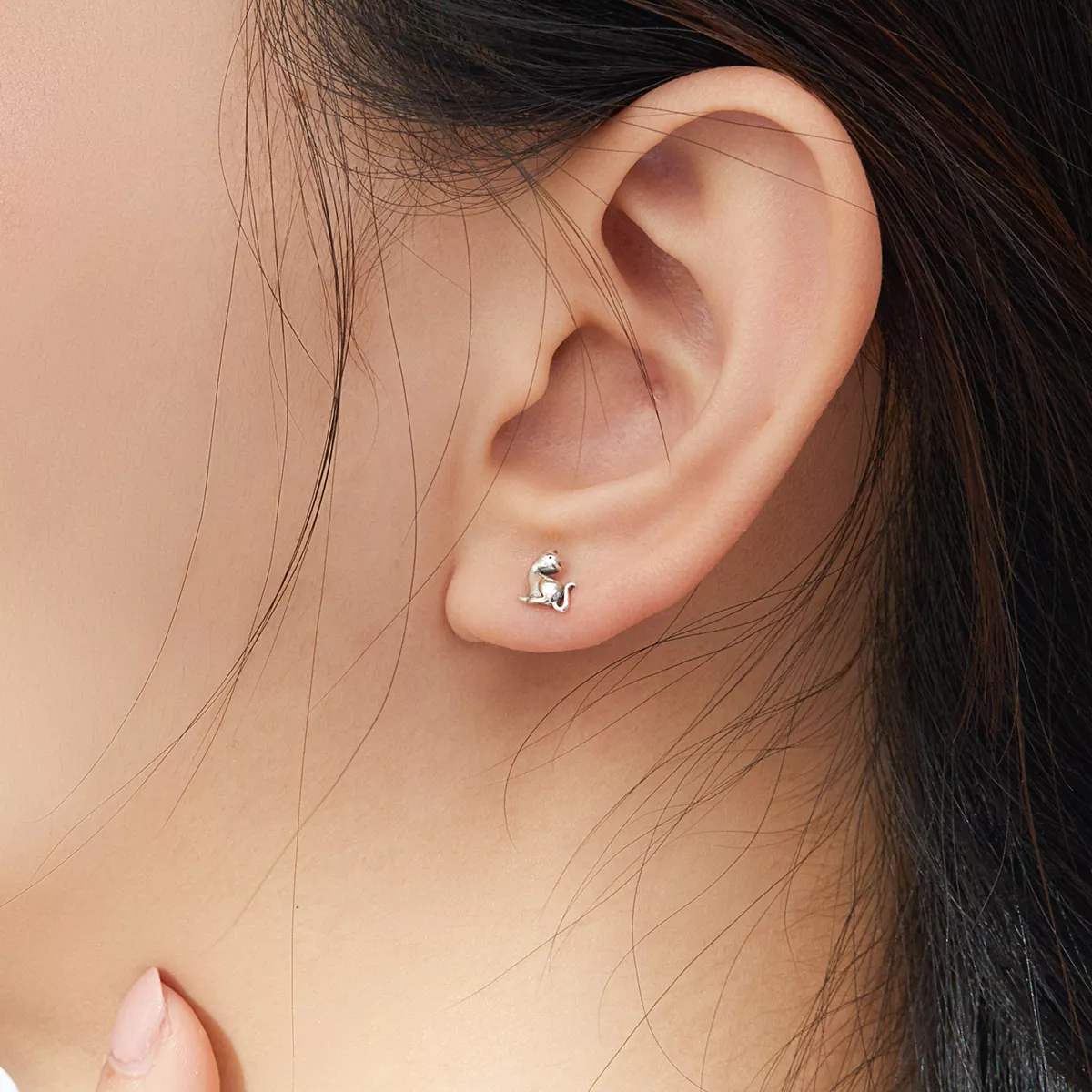 Brincos Petit Gato travesso estilo Pandora - SCE832