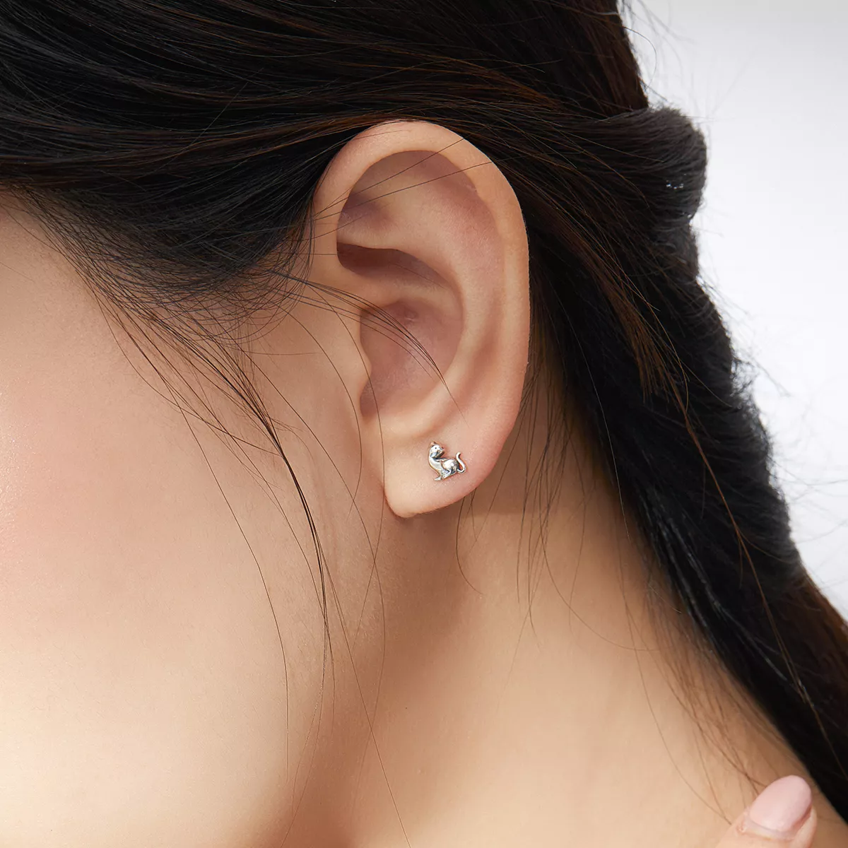 Brincos Petit Gato travesso estilo Pandora - SCE832