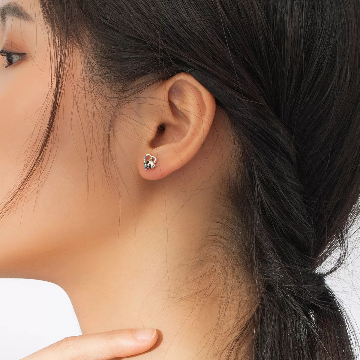 Brincos Petit Guaxinim pequeno estilo Pandora - SCE883