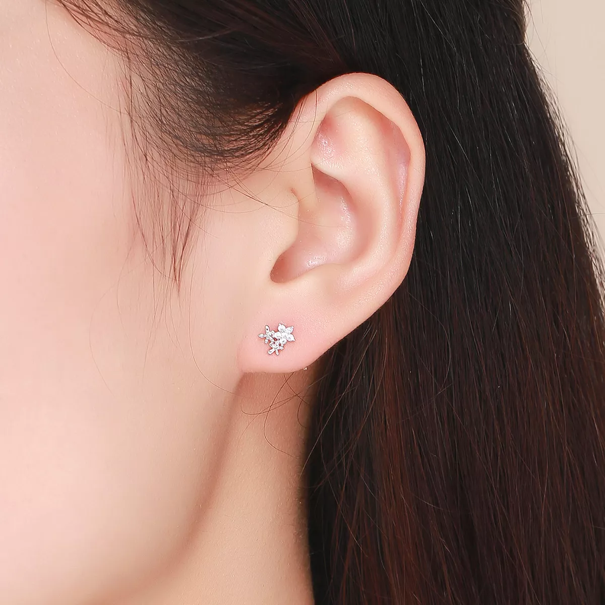 Brincos Petit Gypsophila estilo Pandora - BSE030