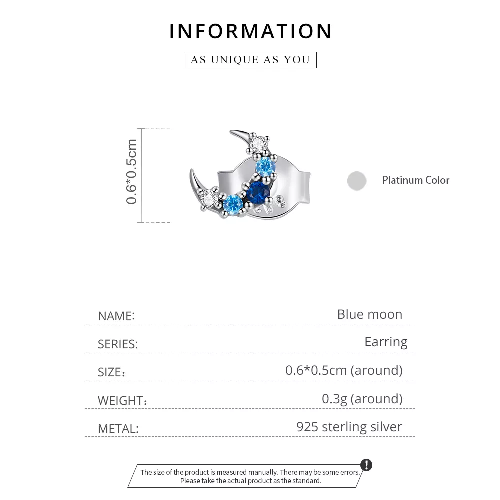 Brincos Petit Lua única água-marinha estilo Pandora - SCE1065