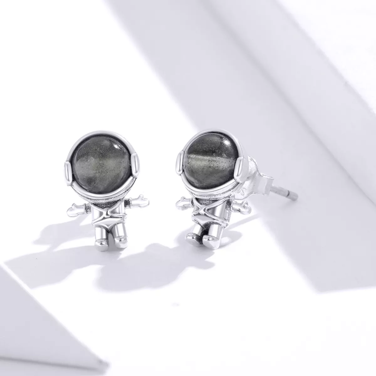 Brincos Petit Moonstone Astronaut estilo Pandora - SCE871
