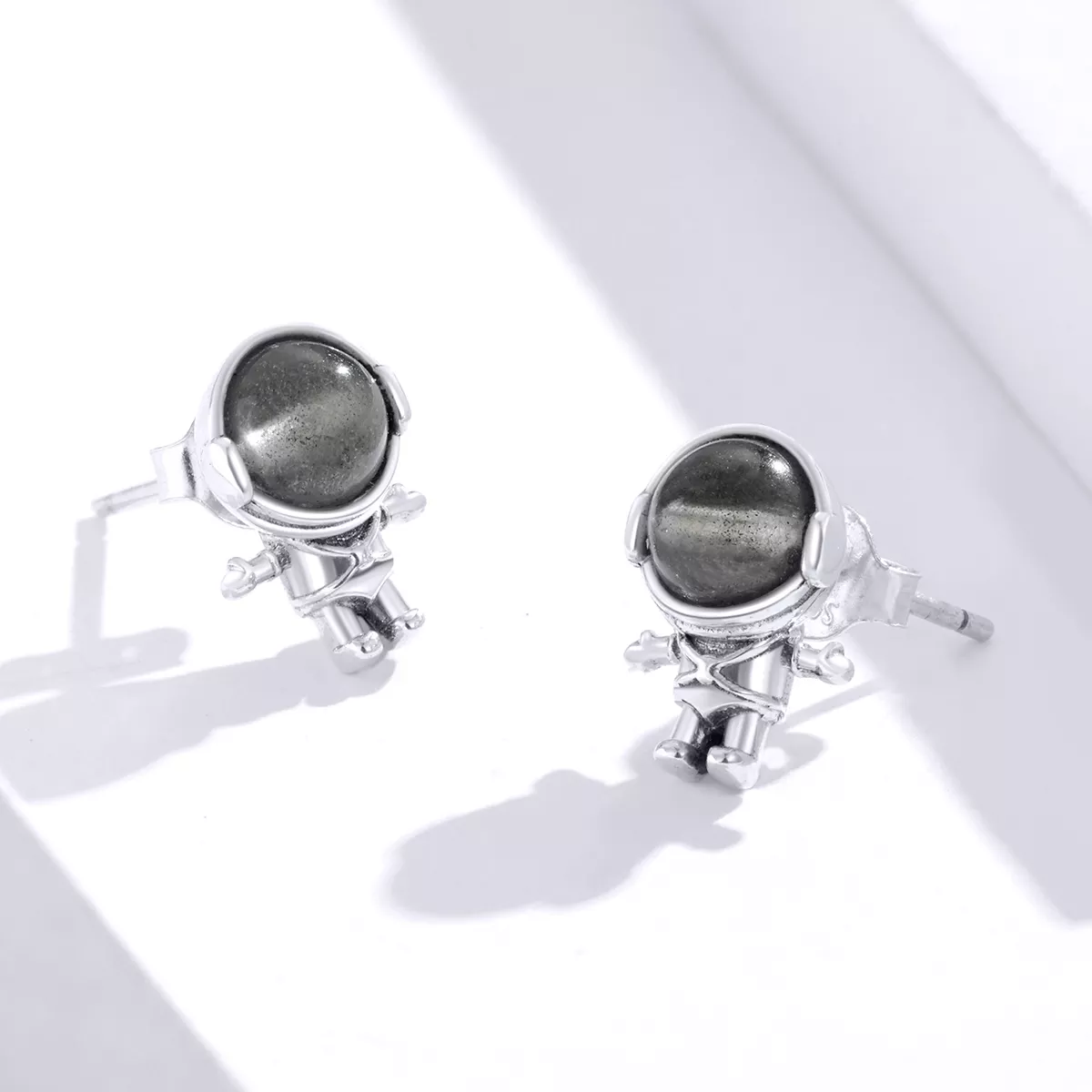 Brincos Petit Moonstone Astronaut estilo Pandora - SCE871