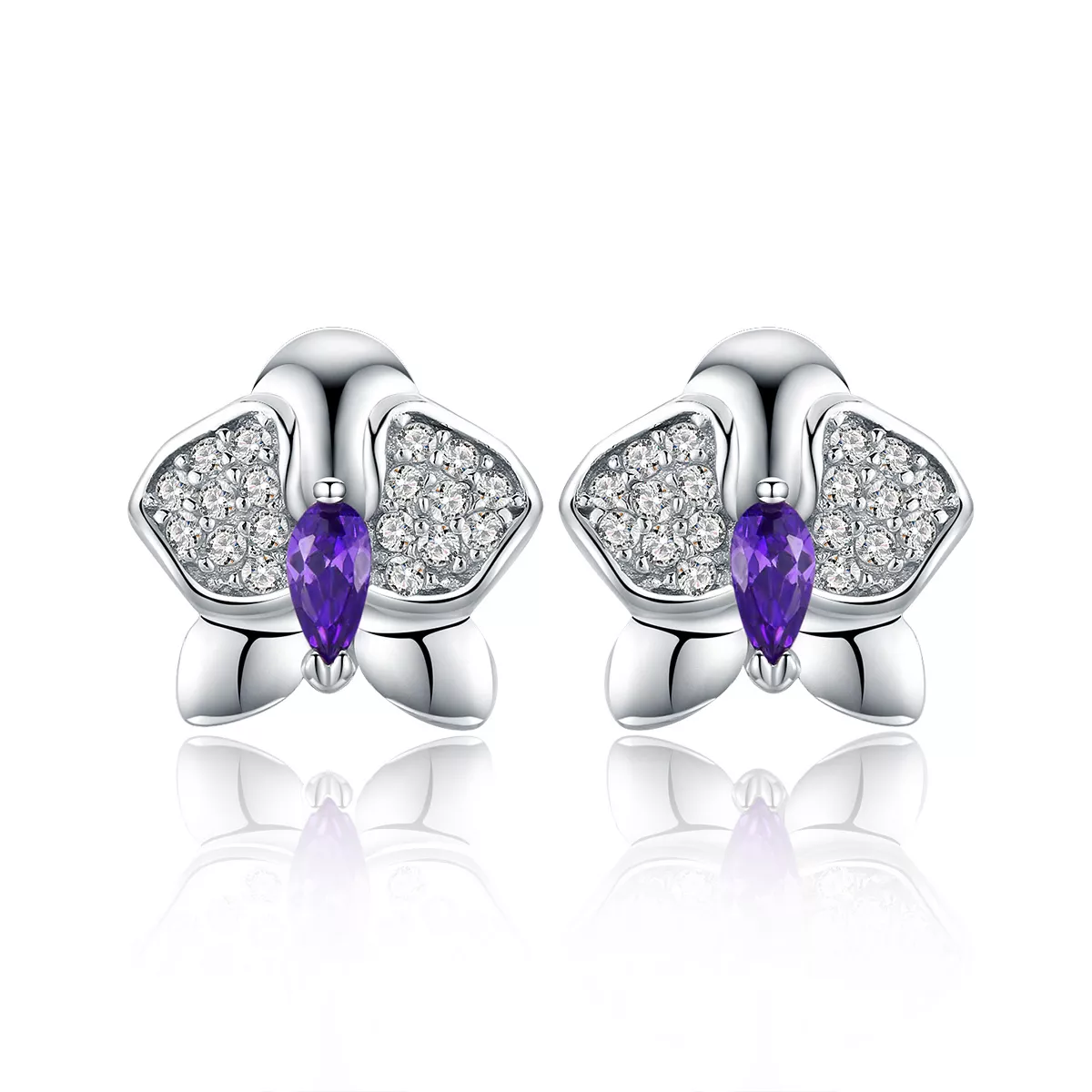 Brincos Petit Orquídea Borboleta estilo Pandora - BSE036