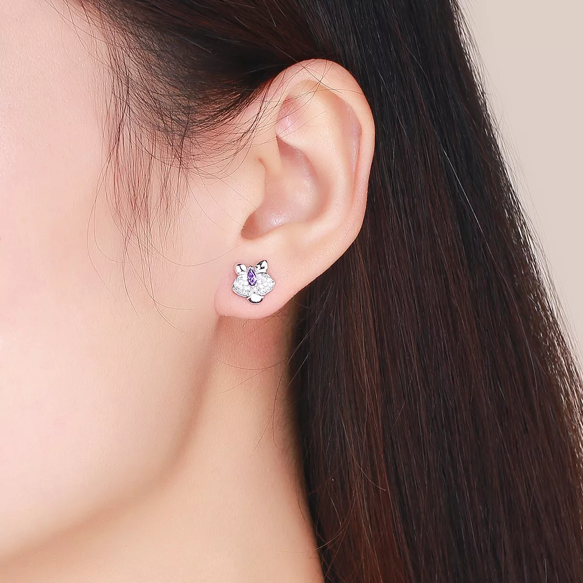 Brincos Petit Orquídea Borboleta estilo Pandora - BSE036