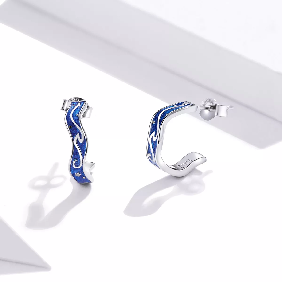 Brincos Petit Padrão de Estrela Azul estilo Pandora - SCE1029