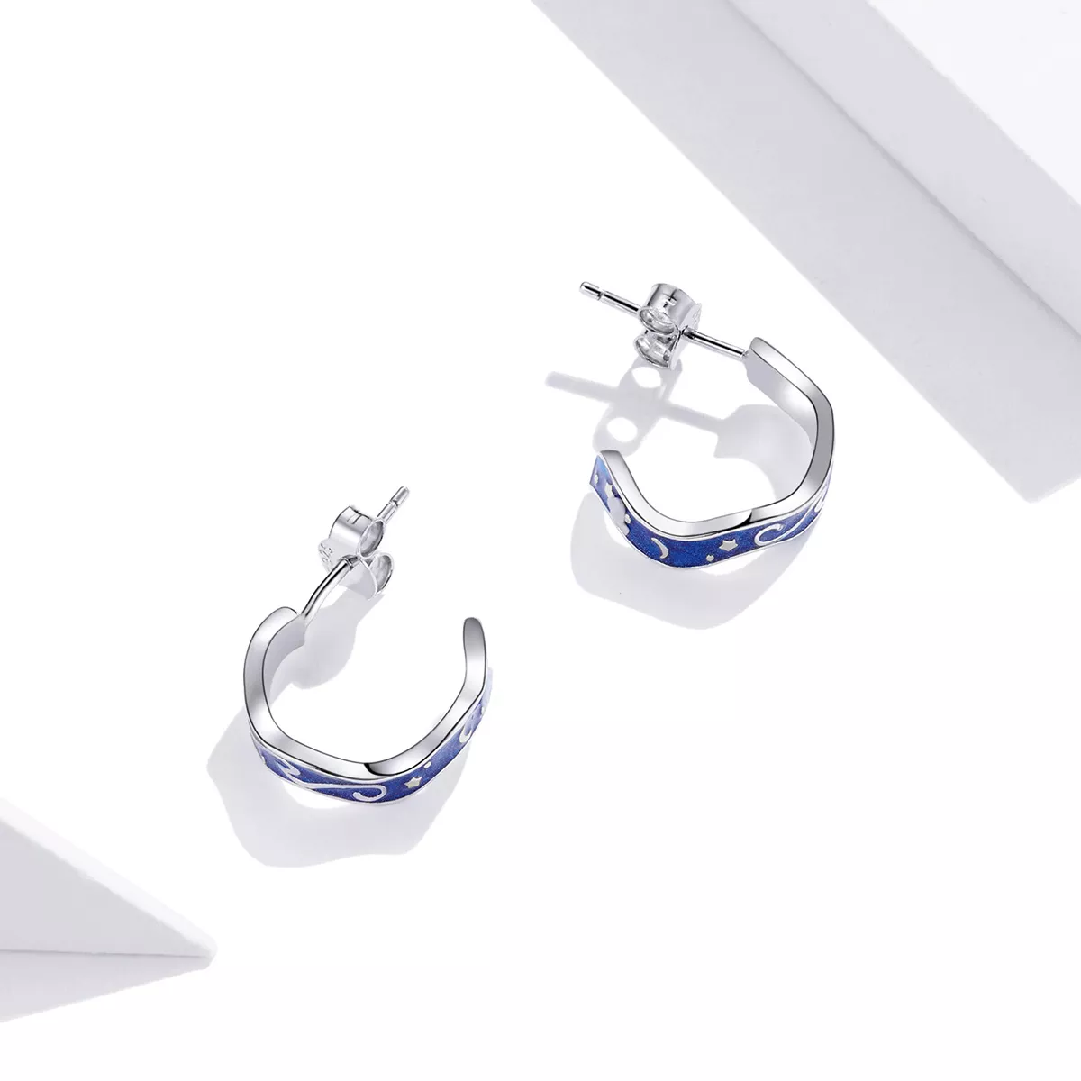 Brincos Petit Padrão de Estrela Azul estilo Pandora - SCE1029