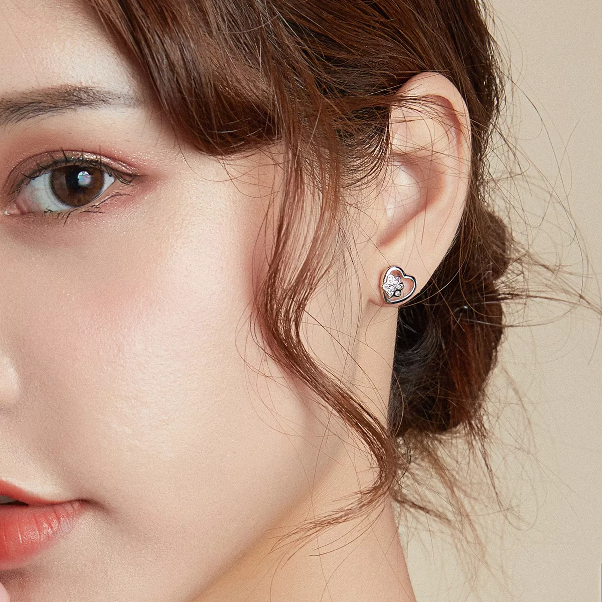 Brincos Petit Pata de cachorro estilo Pandora - SCE977