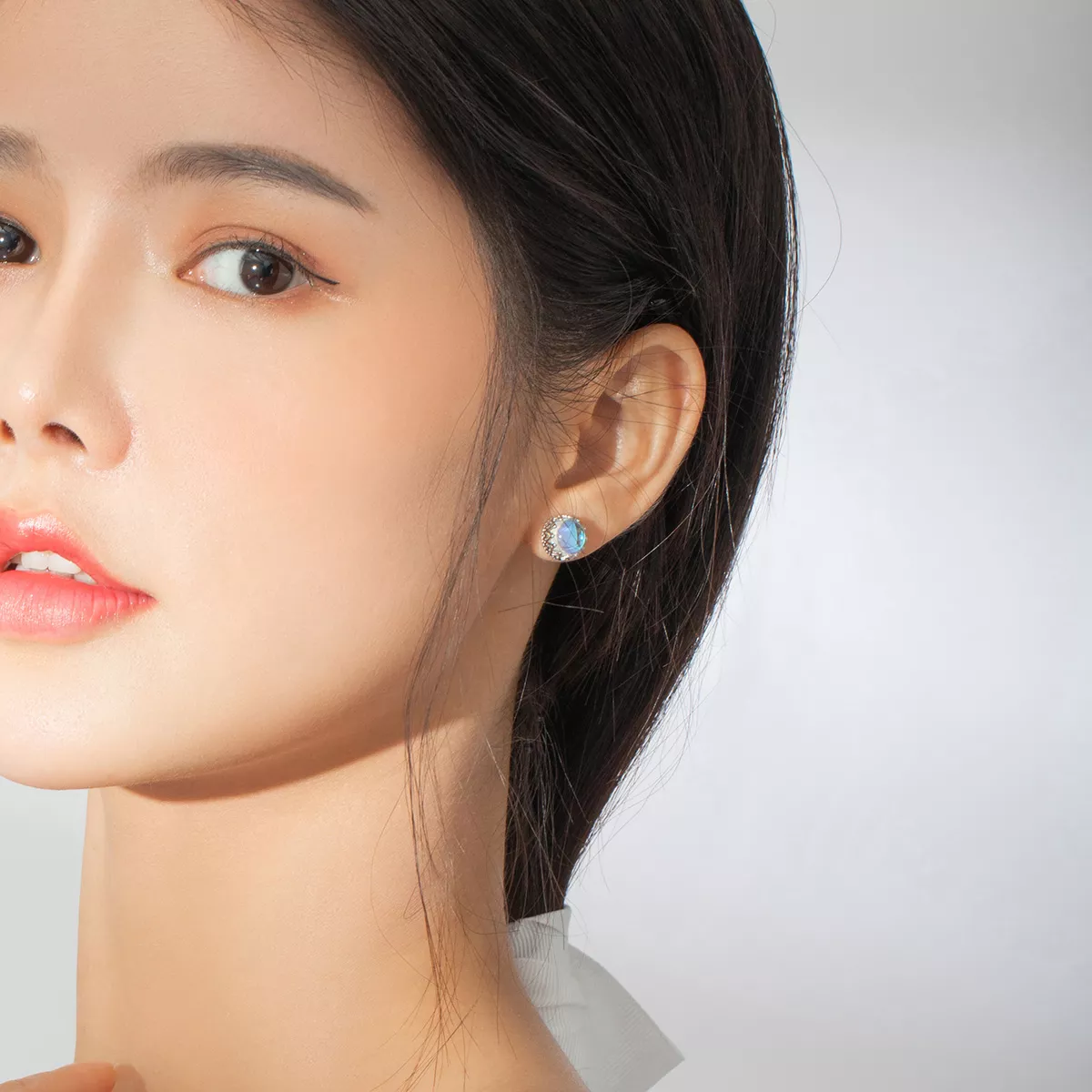 Brincos Petit Pedra da lua da coroa estilo Pandora - SCE877