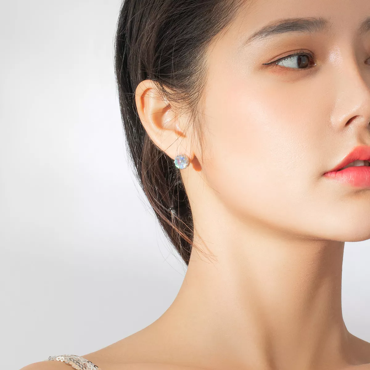 Brincos Petit Pedra da lua da coroa estilo Pandora - SCE877