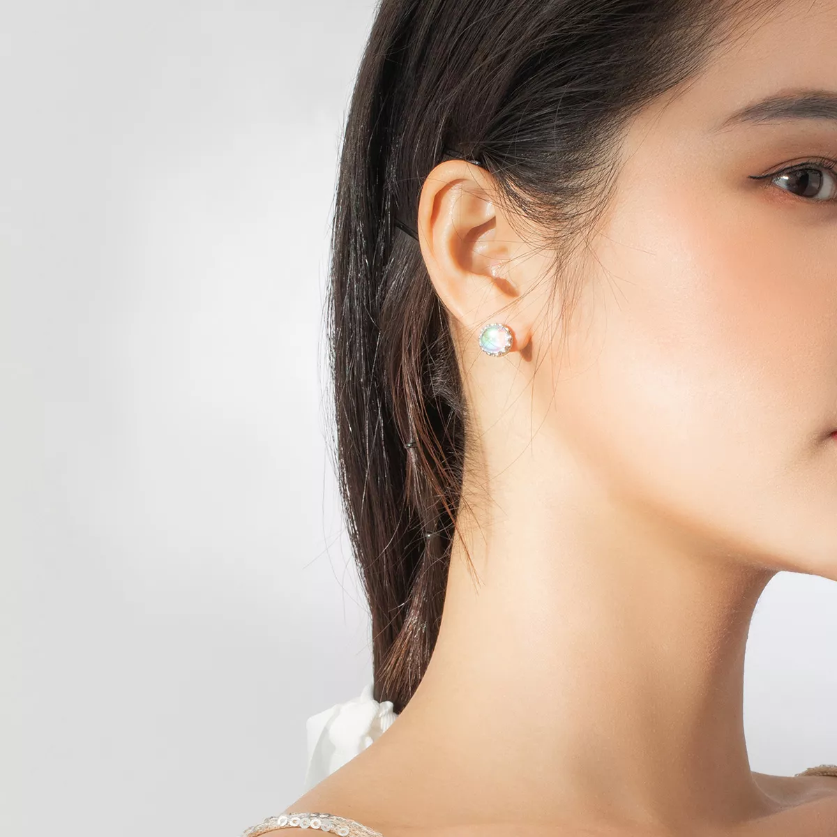 Brincos Petit Pedra da lua da coroa estilo Pandora - SCE877