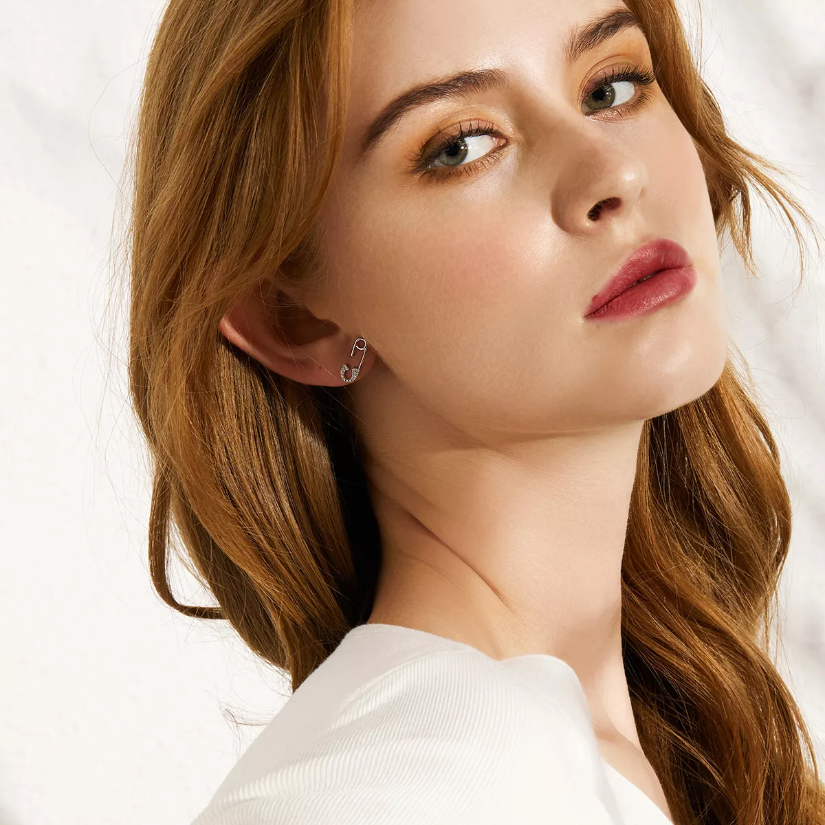 Brincos Petit Pino de segurança do amor estilo Pandora - BSE284