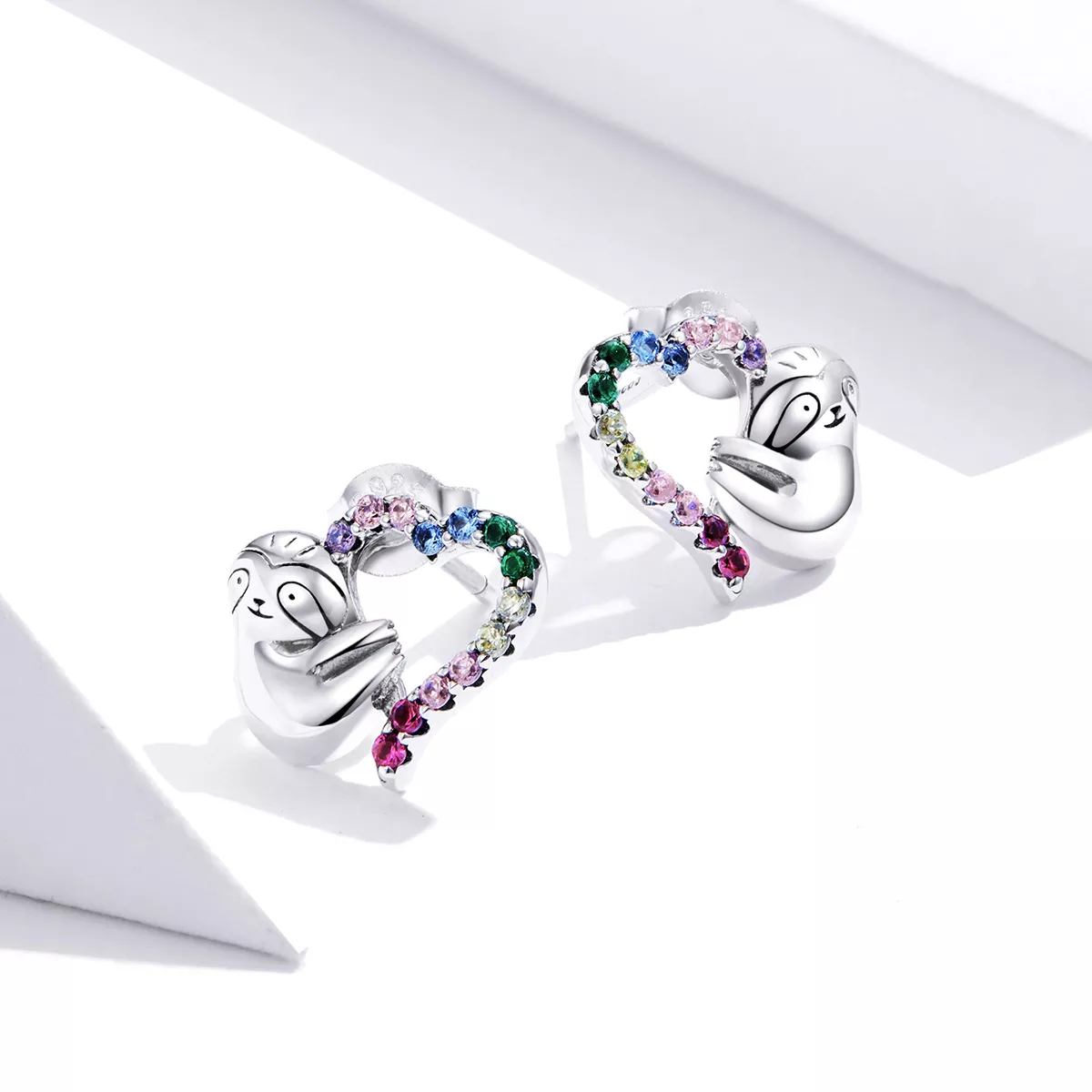 Brincos Petit Preguiça em Forma de Coração estilo Pandora - SCE885