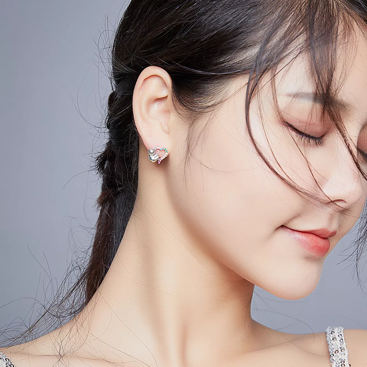 Brincos Petit Preguiça em Forma de Coração estilo Pandora - SCE885