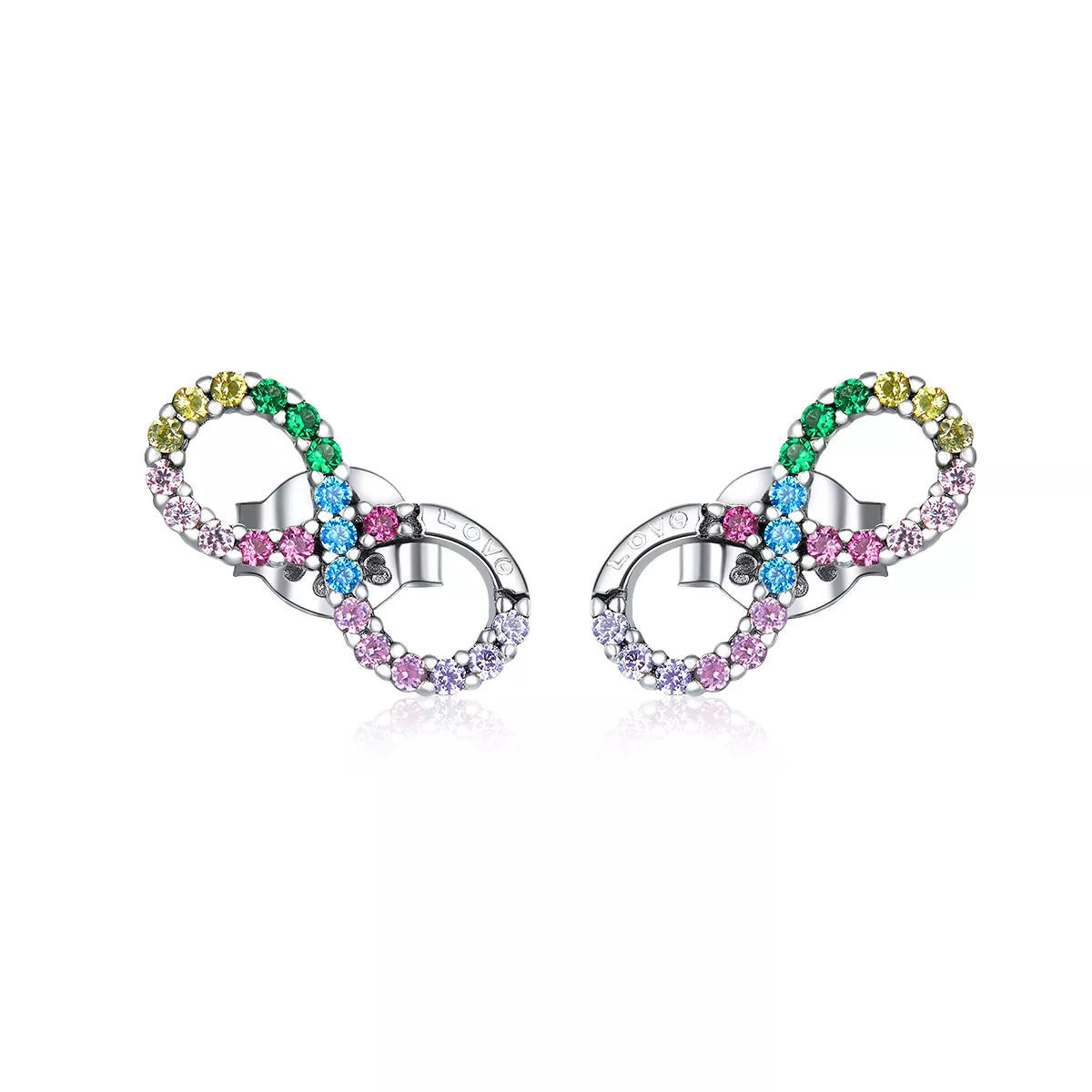 Brincos Petit Símbolo Colorido do Infinito estilo Pandora - SCE893