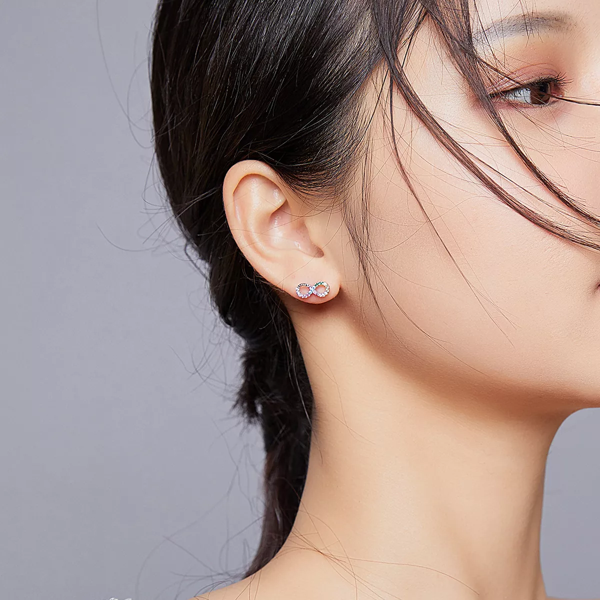 Brincos Petit Símbolo Colorido do Infinito estilo Pandora - SCE893