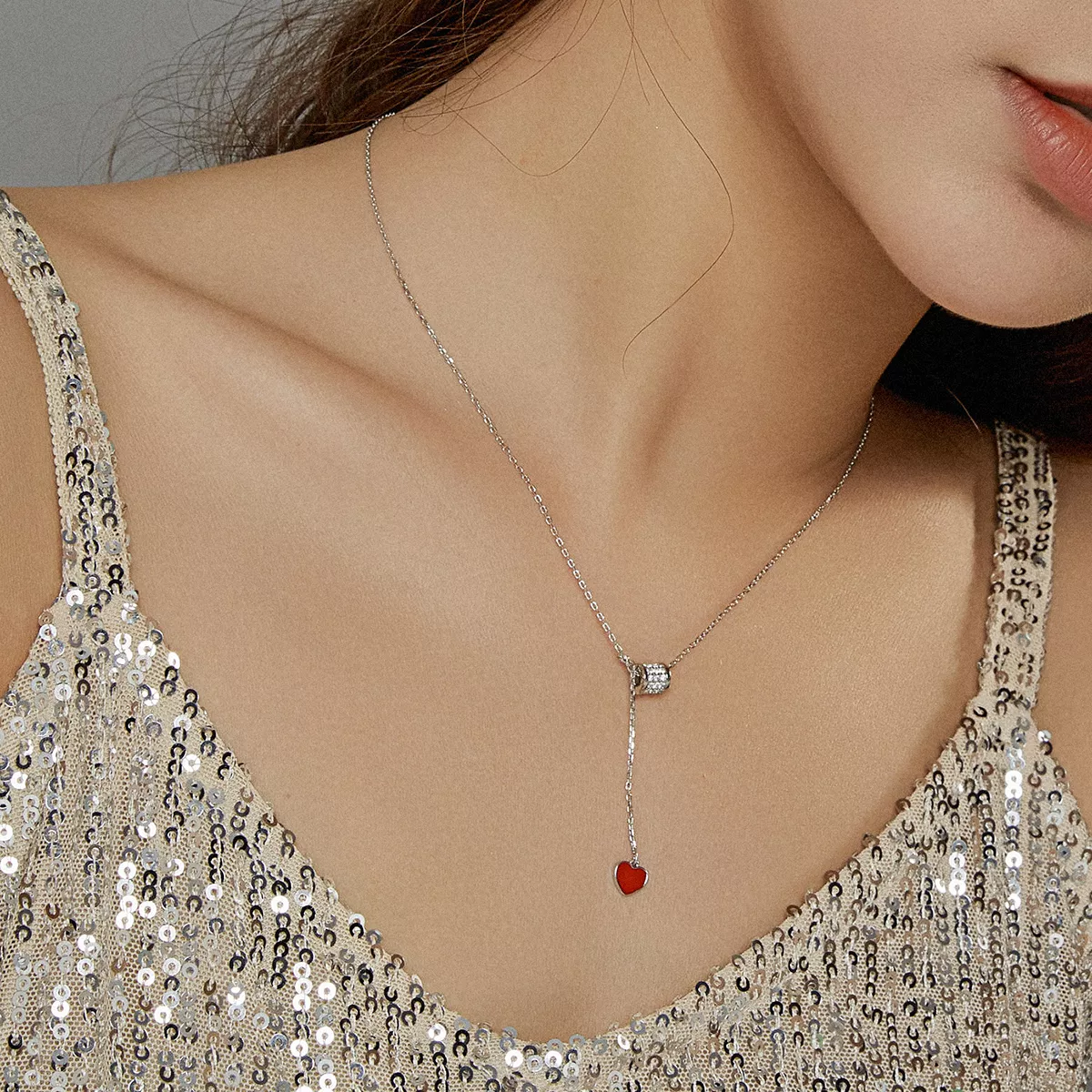 Colar Coração Vermelho Amoroso estilo Pandora - SCN424