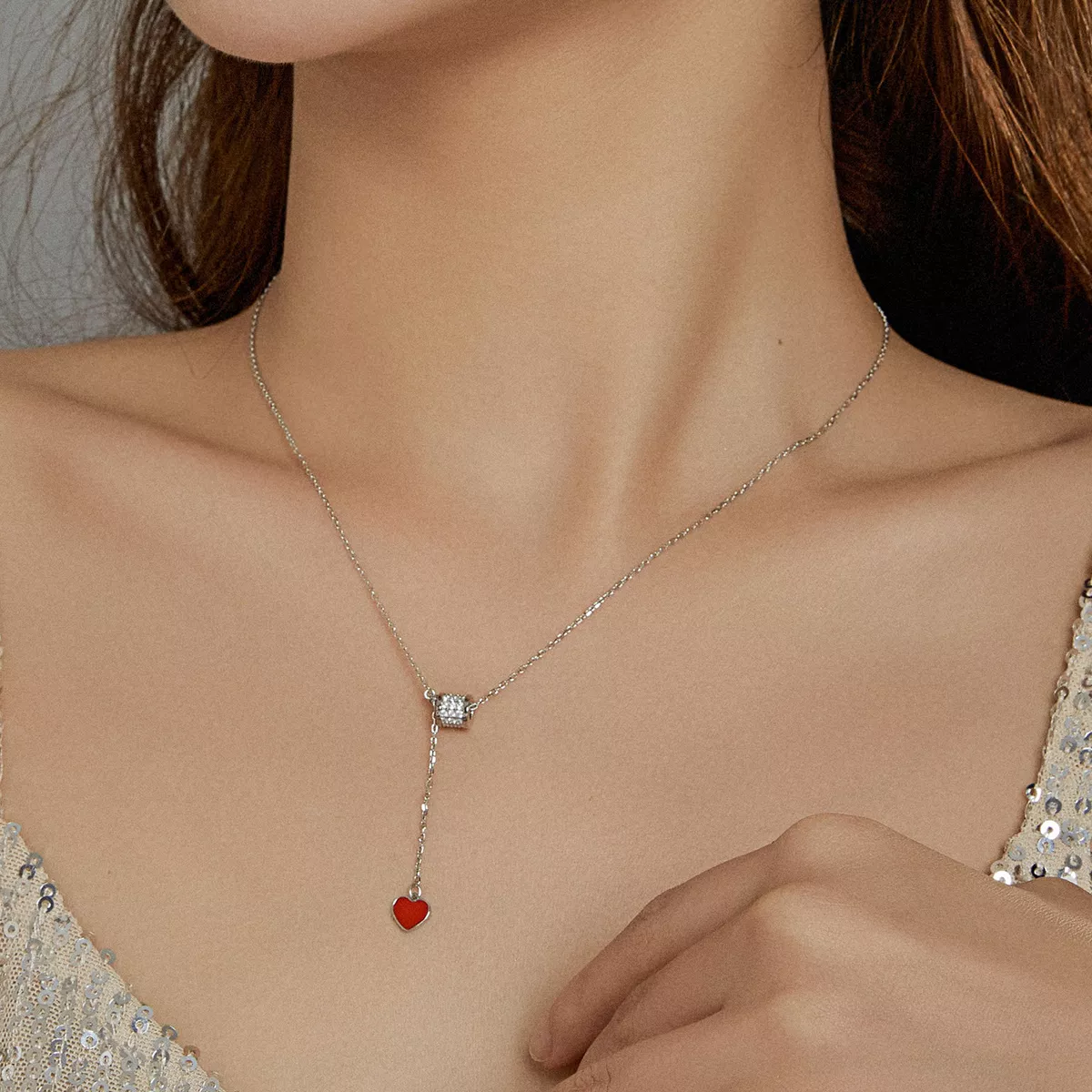 Colar Coração Vermelho Amoroso estilo Pandora - SCN424