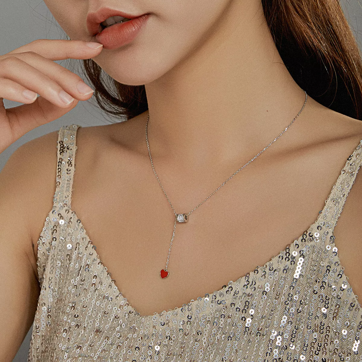 Colar Coração Vermelho Amoroso estilo Pandora - SCN424