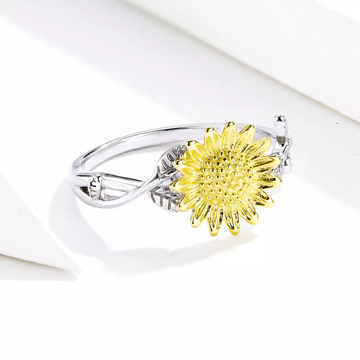 Anel Dois tons Girassóis dourados estilo Pandora - SCR596