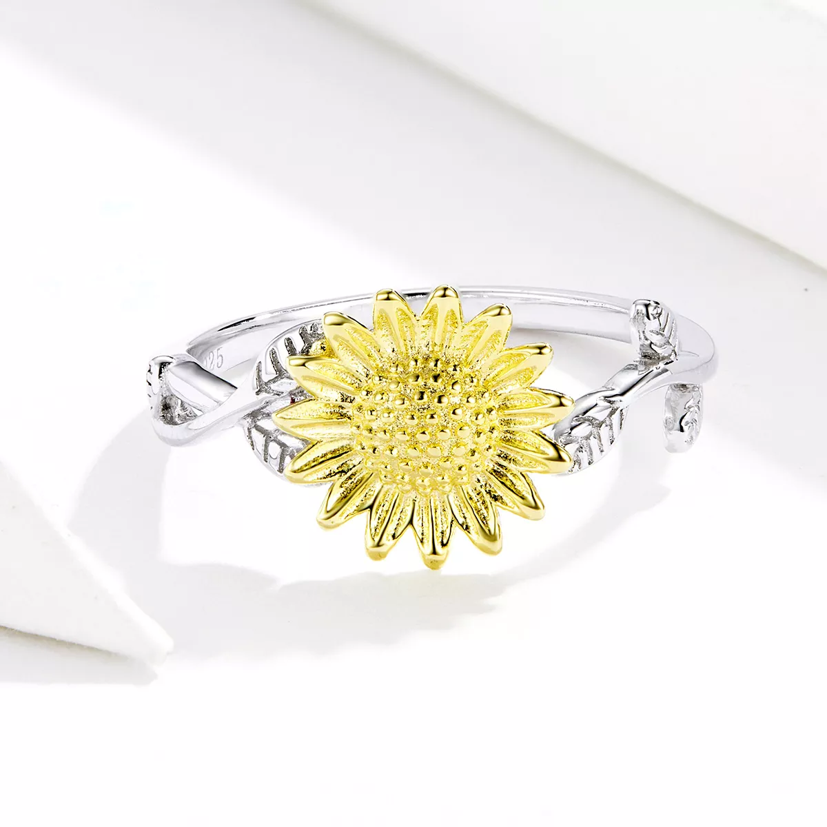 Anel Dois tons Girassóis dourados estilo Pandora - SCR596