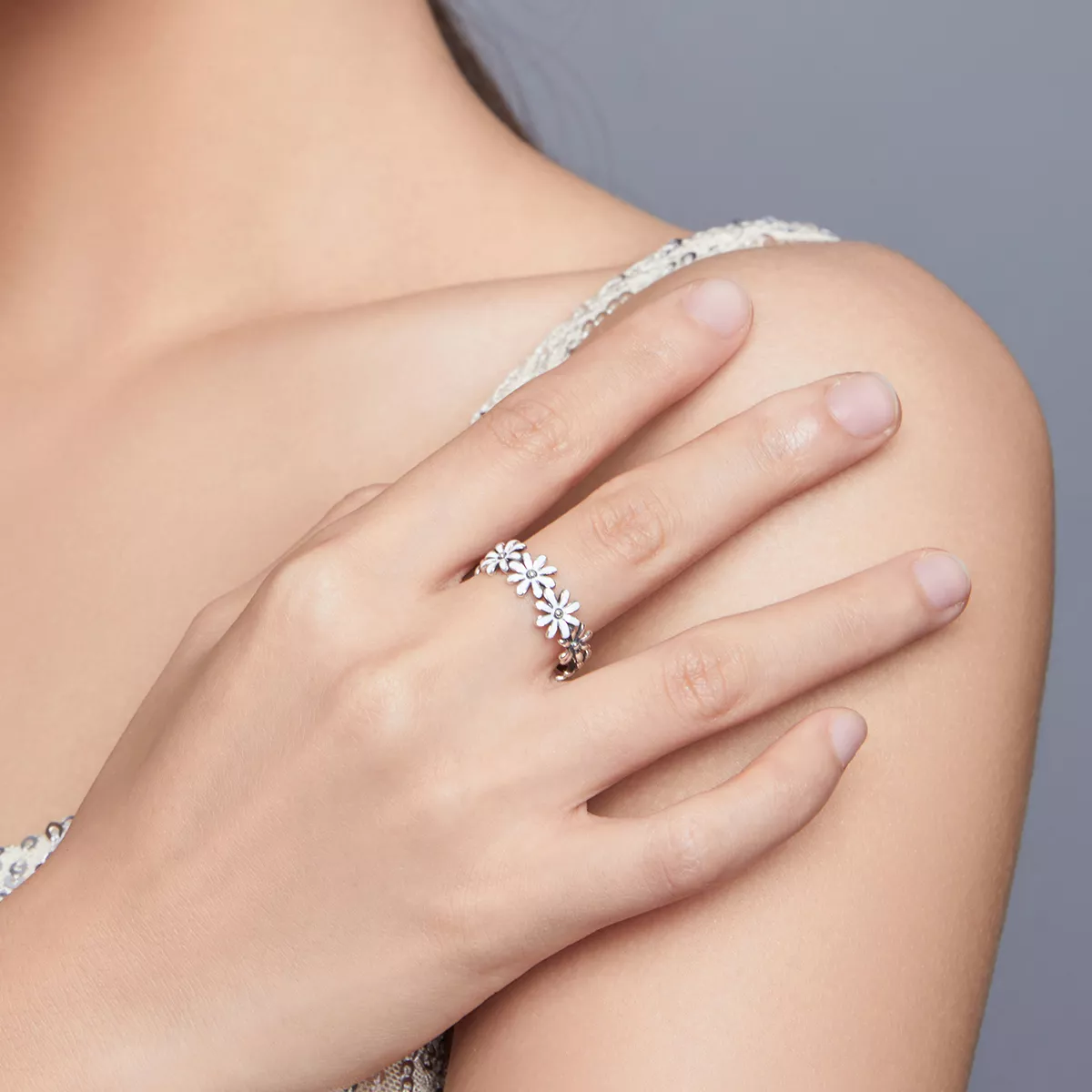 Anel Faixa de flores life Pandora - SCR670