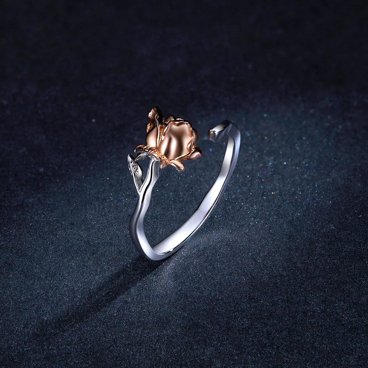 Anel Flor rosa dourada estilo Pandora - BSR134