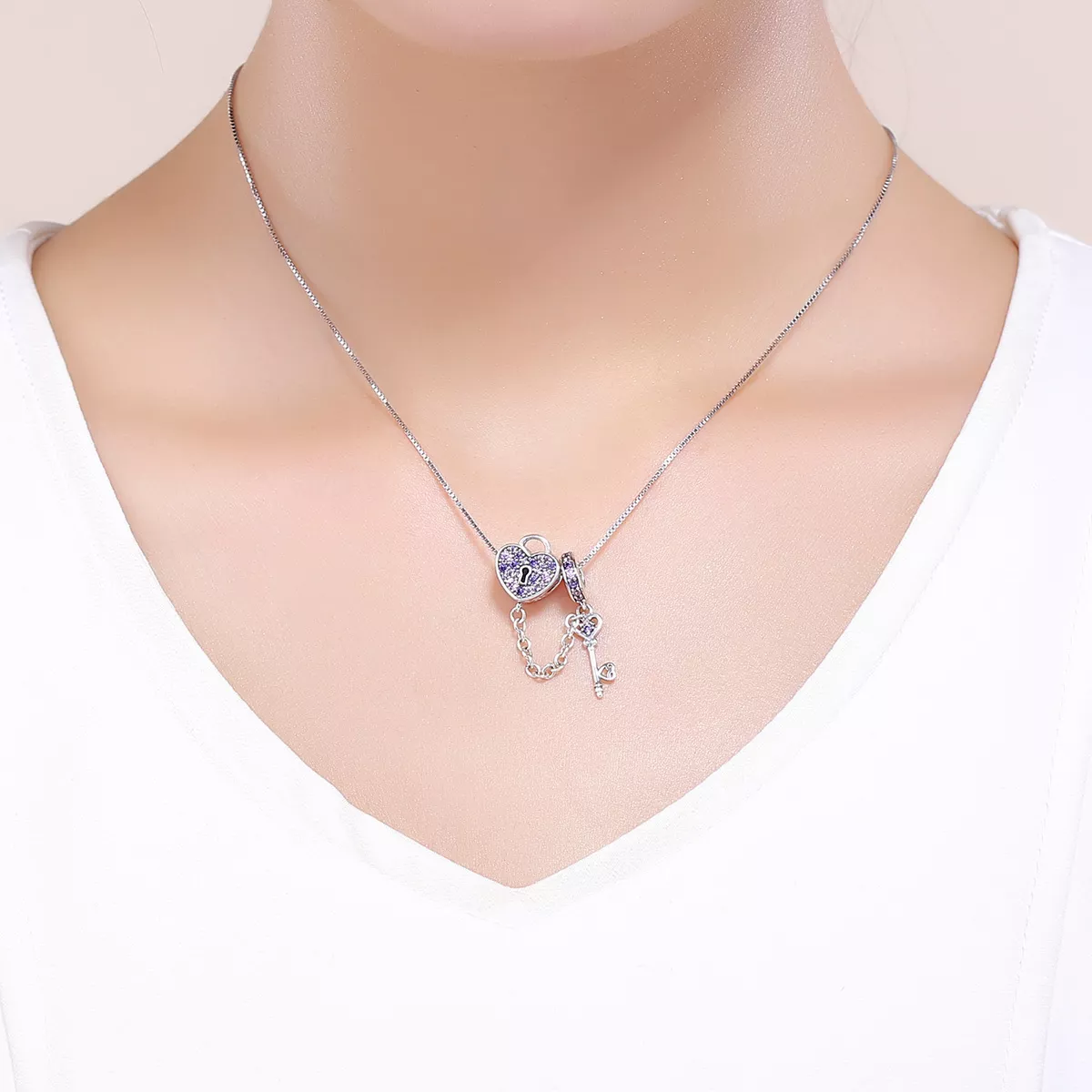 Corrente de Segurança Coração & Chave estilo Pandora - SCC772