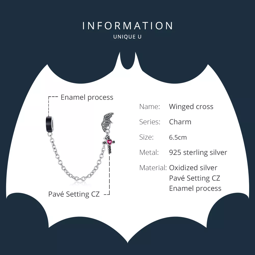 Corrente de Segurança Cruz alada estilo Pandora - SCC1781