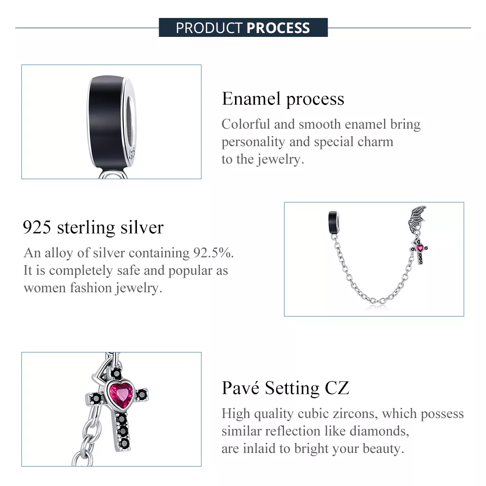 Corrente de Segurança Cruz alada estilo Pandora - SCC1781