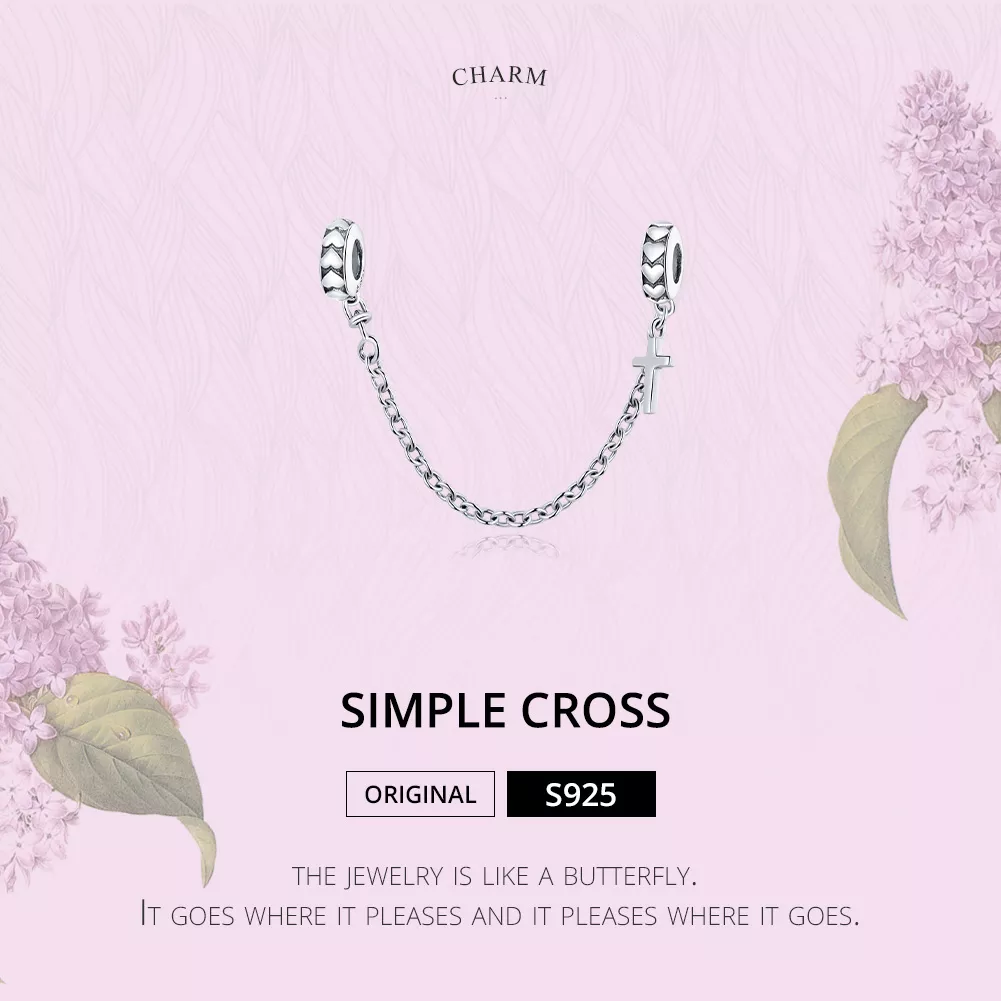 Corrente de Segurança Cruz Simples estilo Pandora - BSC362