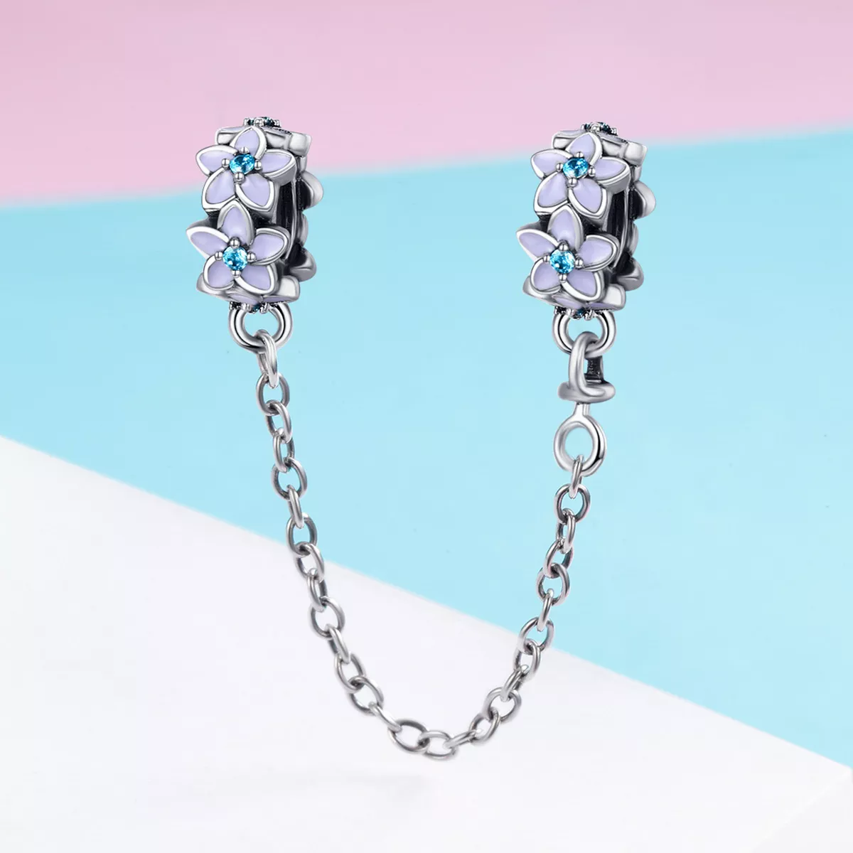 Corrente de Segurança Flores roxas estilo Pandora - SCC602