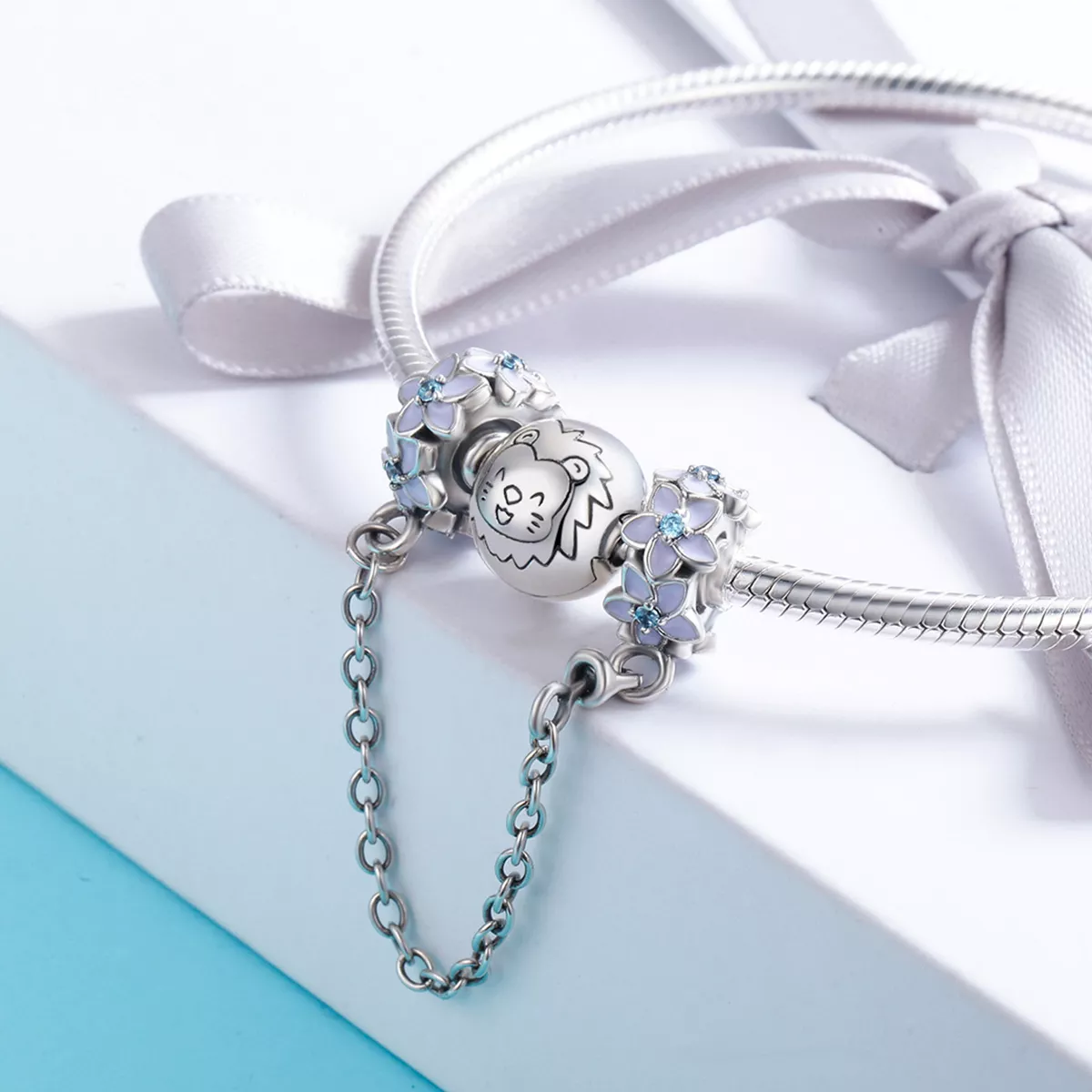 Corrente de Segurança Flores roxas estilo Pandora - SCC602