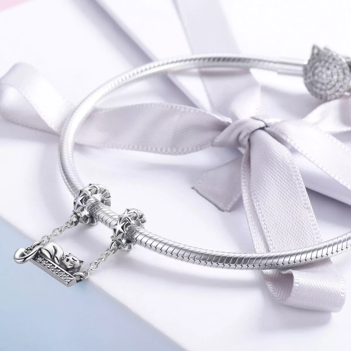 Corrente de Segurança Gato dormindo estilo Pandora - SCC856