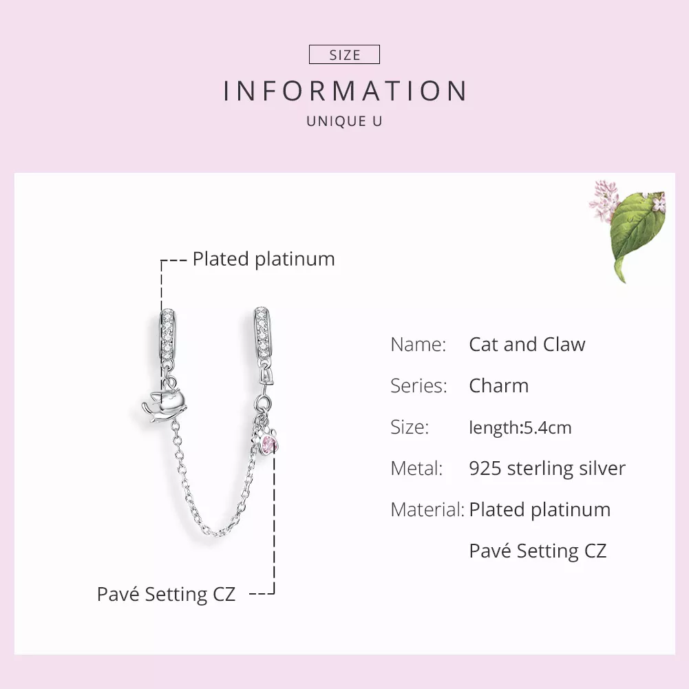 Corrente de Segurança Gato e garra estilo Pandora - BSC243