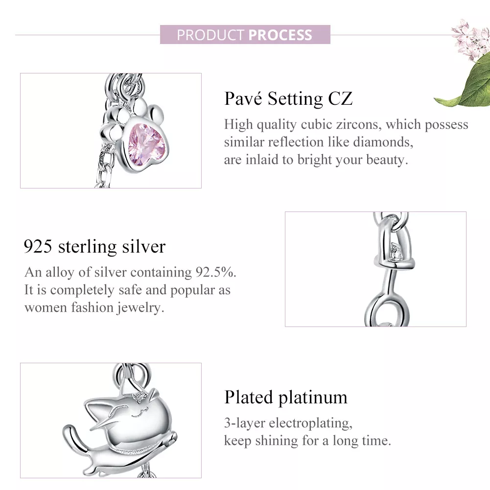 Corrente de Segurança Gato e garra estilo Pandora - BSC243