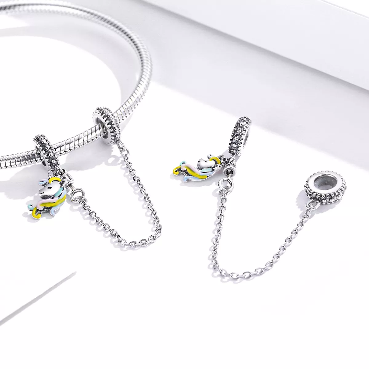 Corrente de Segurança Pônei colorido estilo Pandora - SCC1571