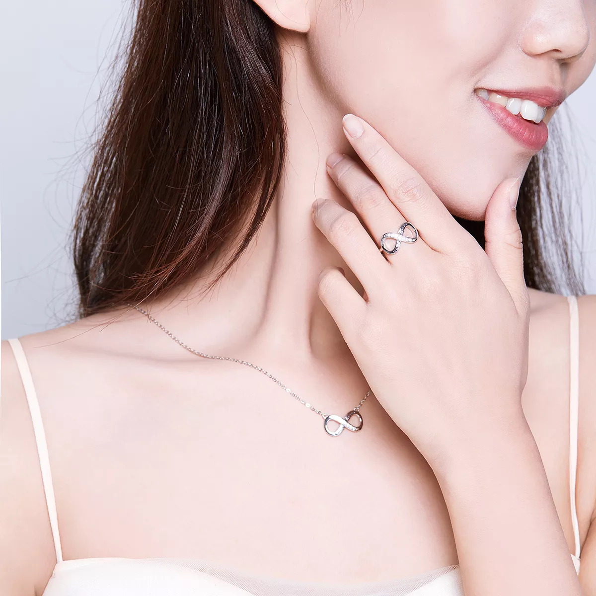 Conjunto de joias Dois tons Amor sem fim estilo Pandora - SET010